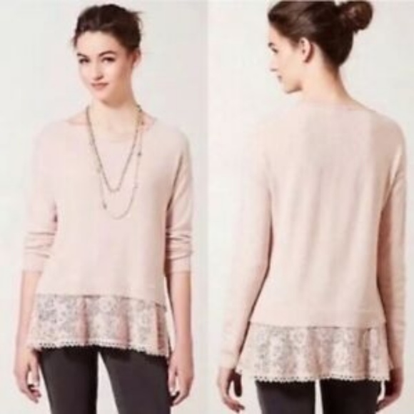 Anthropologie Tops - 🌵 Knitted & Knotted bloom sweater top lace trim